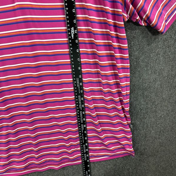 Alan Flusser Polo Shirt Men's Large Pink Striped Golf Bamboo Charcoal - Picture 5 of 8